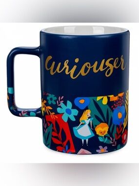 Disney Blue Floral 'Curiouser & Curiouser’ Alice in Wonderland Ceramic Mug